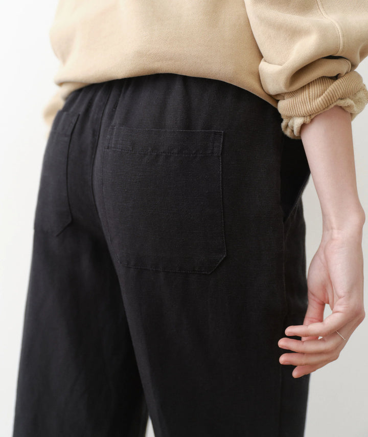 Linen Drawstring Pant Black