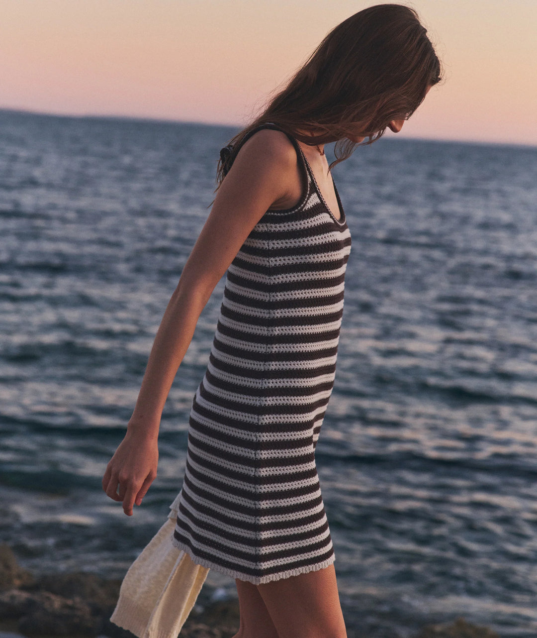 Miraluna Crochet Dress Brown/White Stripe