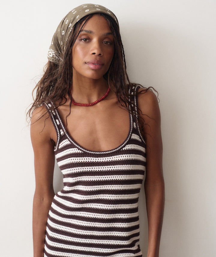 Miraluna Crochet Dress Brown/White Stripe