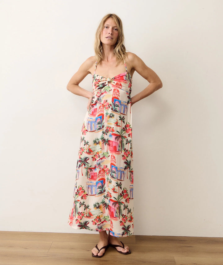 Paloma Halter Dress Palmas Print