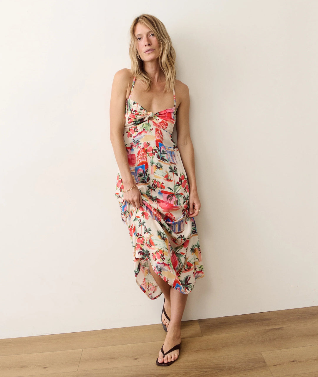 Paloma Halter Dress Palmas Print