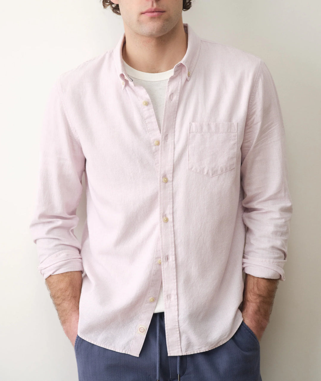 Better-Than-Linen Long Sleeve Shirt Lavender Mist Stripe