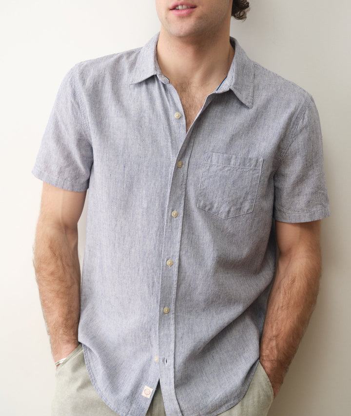 Better-Than-Linen Shirt Natural/Navy Stripe