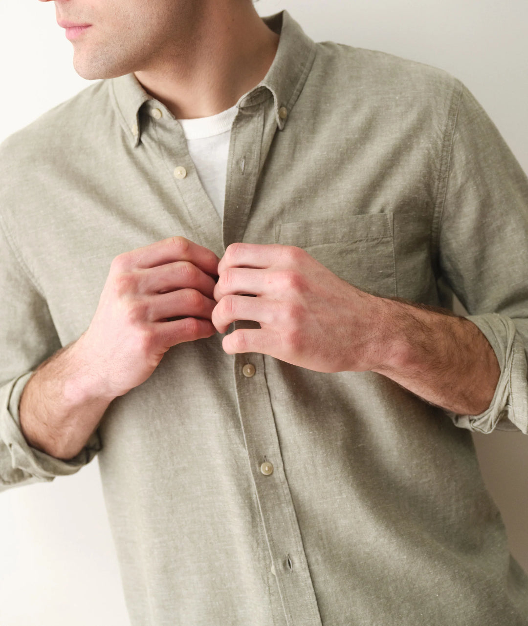 Better-Than-Linen Long Sleeve Shirt Olive