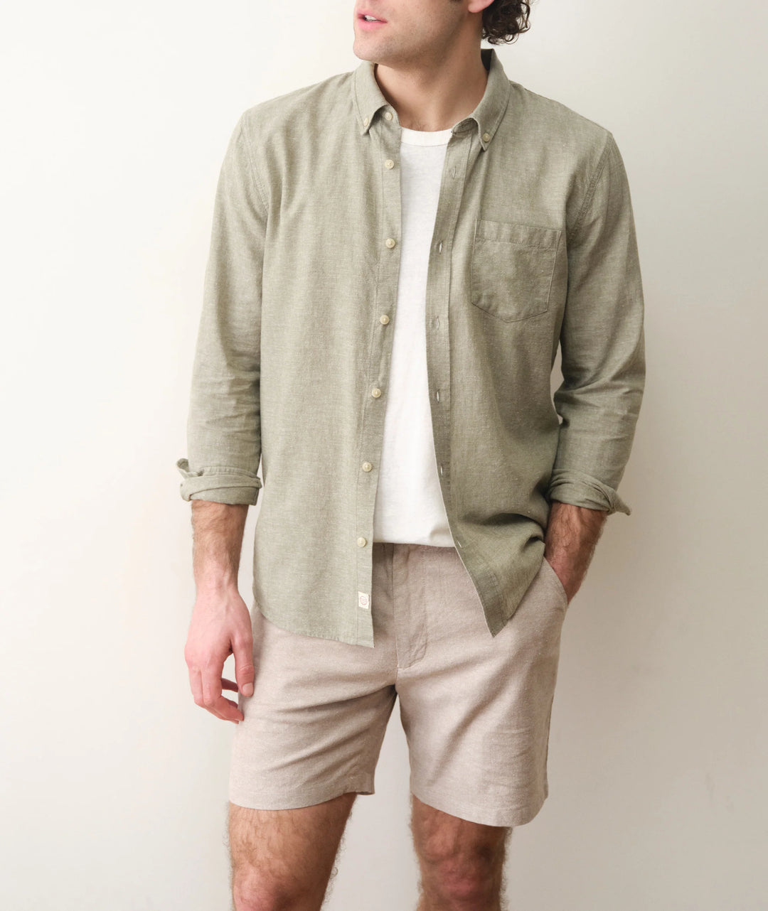 Better-Than-Linen Long Sleeve Shirt Olive