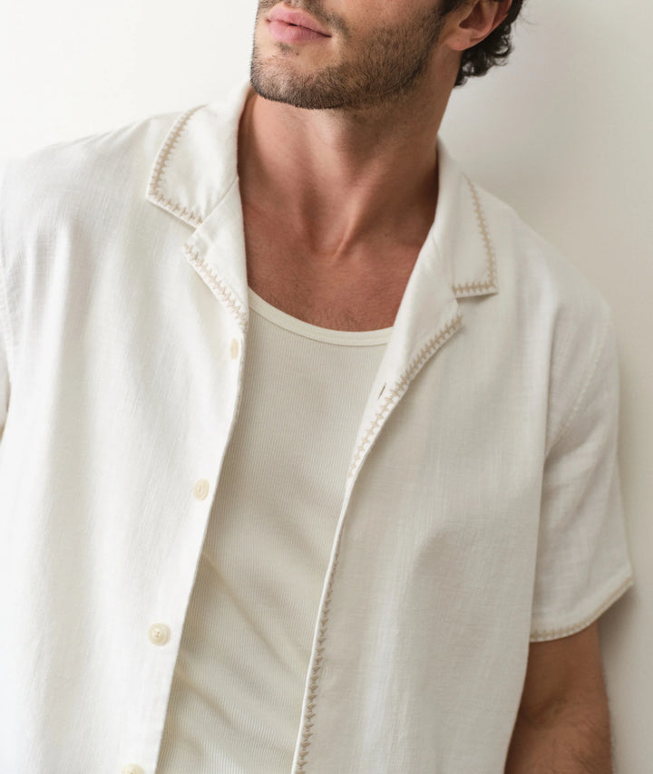Embroidered Resort Shirt White