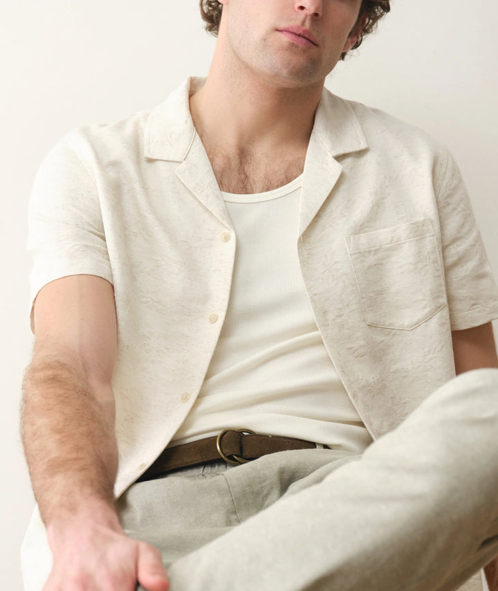Jacquard Resort Shirt Natural/Tan