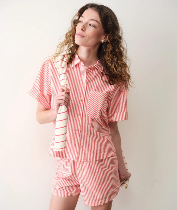 Joy Poplin Boxer Short Cherry Stripe