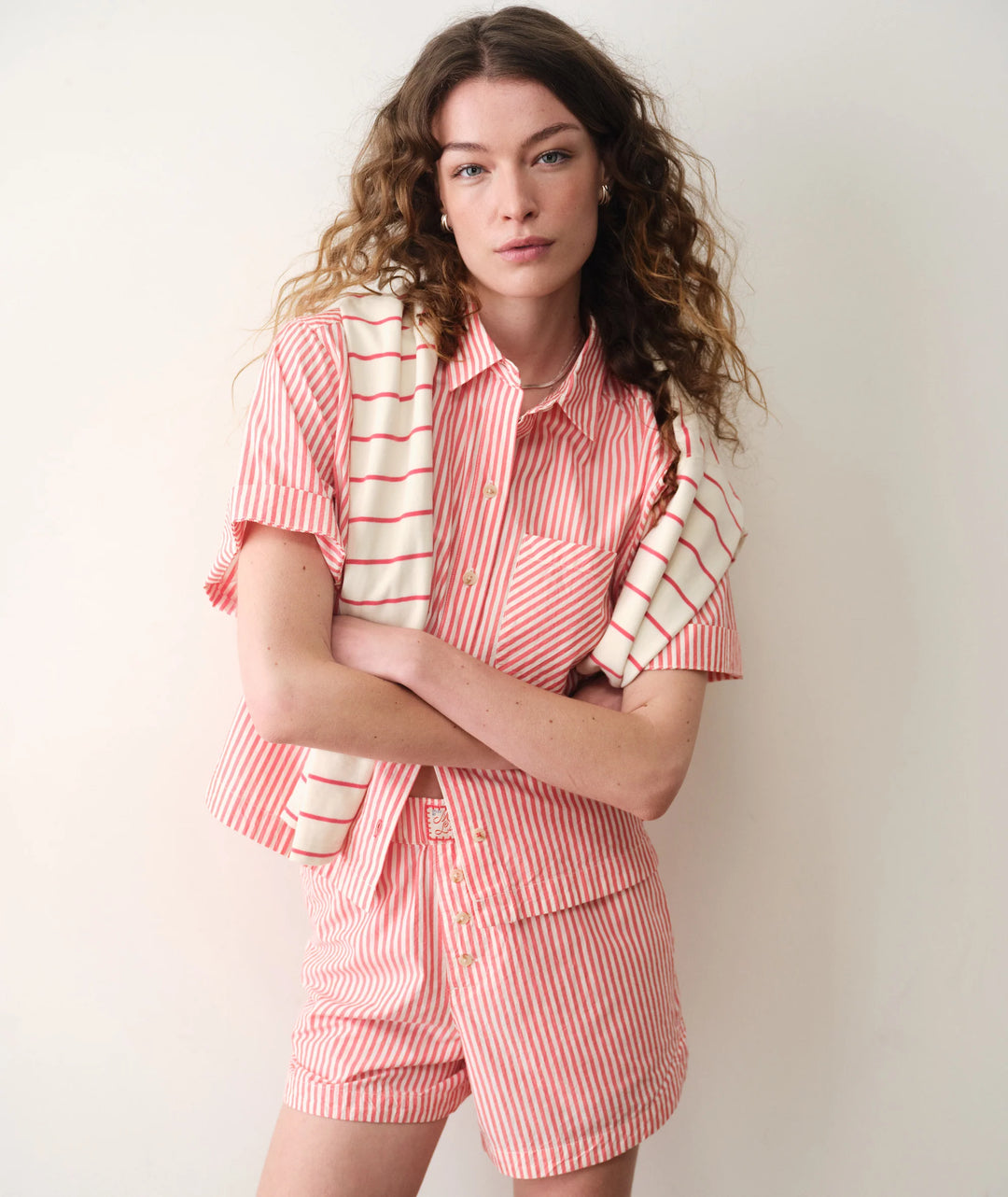 Bonnie Poplin Shirt Cherry Stripe