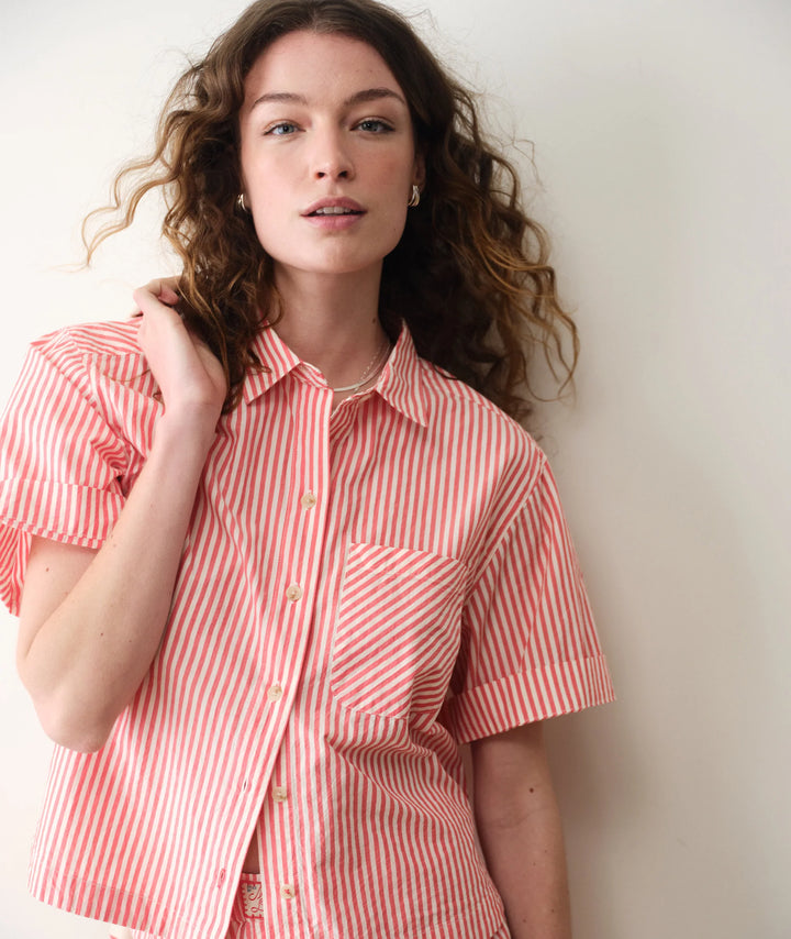Bonnie Poplin Shirt Cherry Stripe