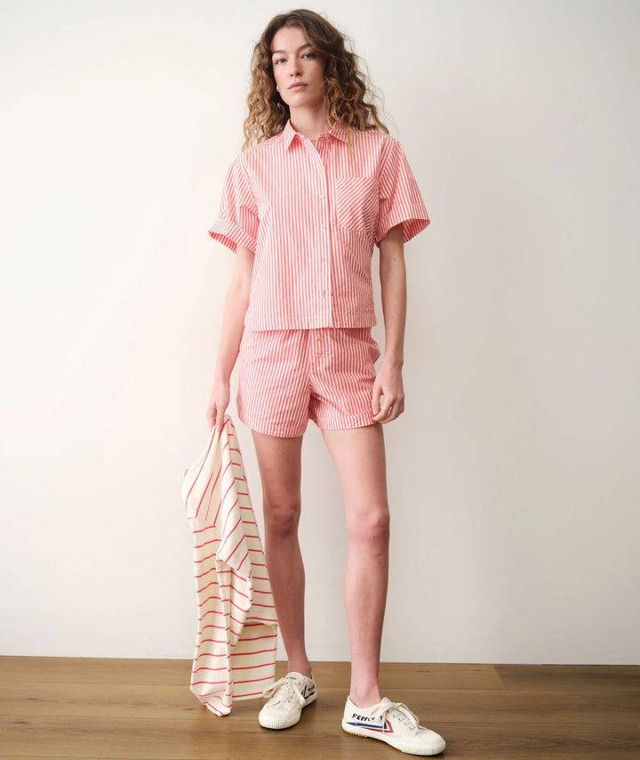 Joy Poplin Boxer Short Cherry Stripe