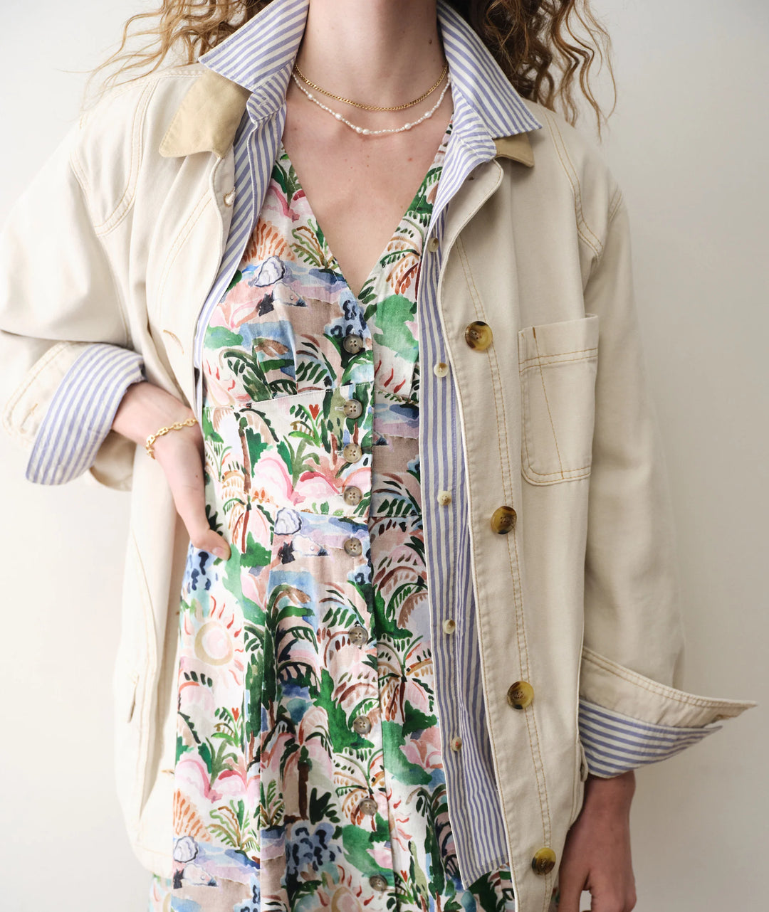 Camila Mini Dress Watercolor Palm