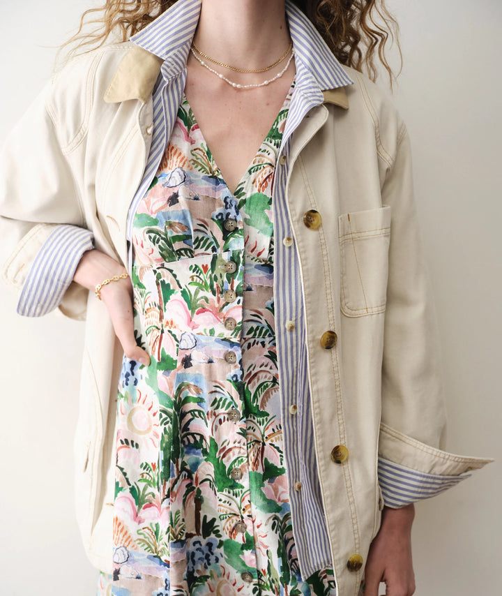 Camila Mini Dress Watercolor Palm