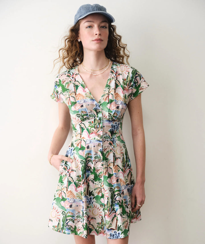 Camila Mini Dress Watercolor Palm