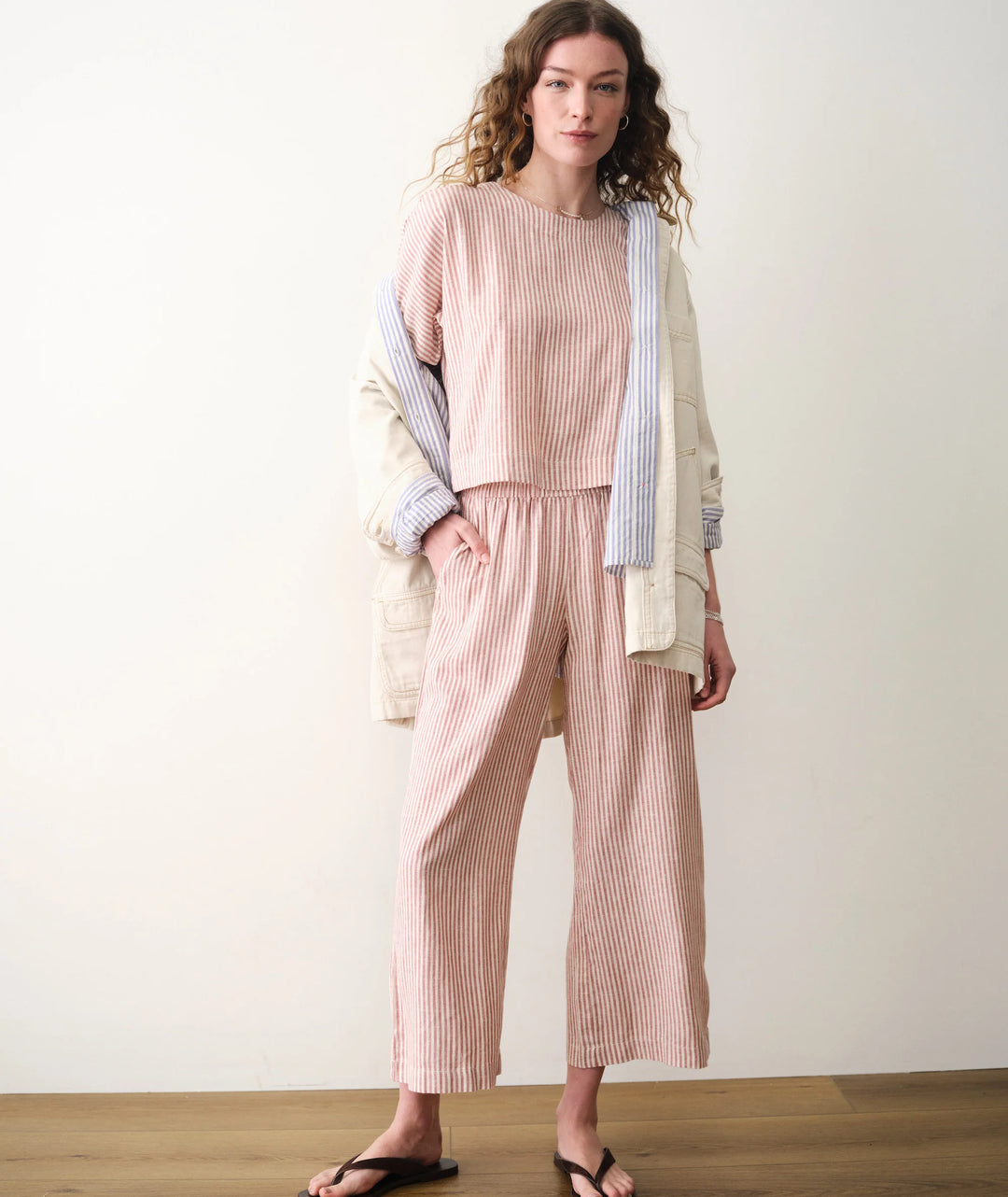 Allison Hemp Crop Trouser Rust Stripe