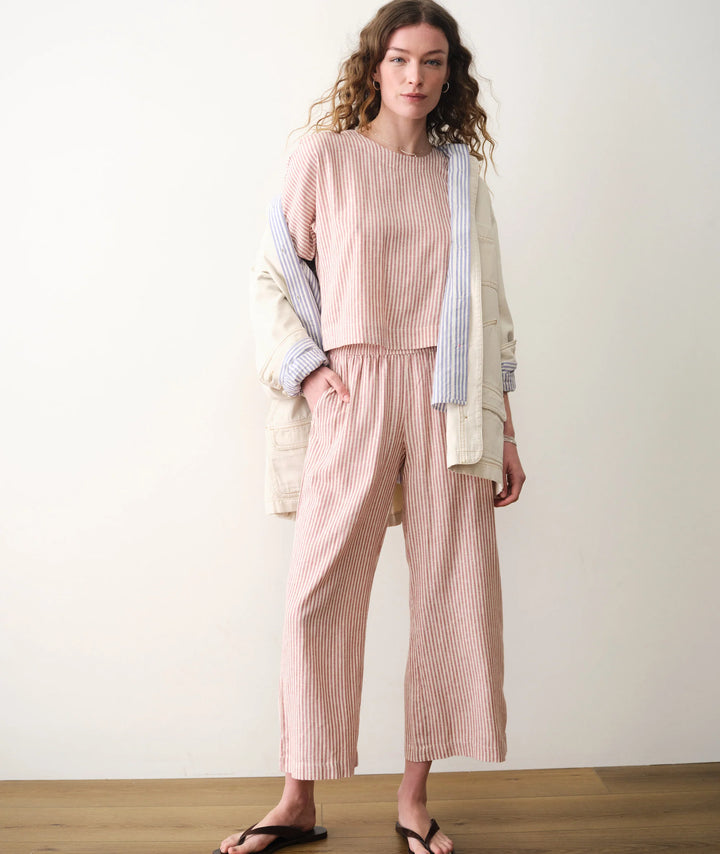Allison Hemp Crop Trouser Rust Stripe