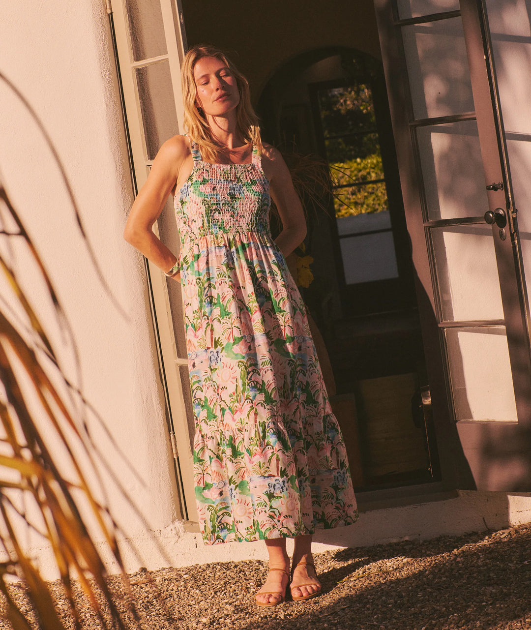 Selene Maxi Dress Watercolor Palm – Peepa's Gift Store