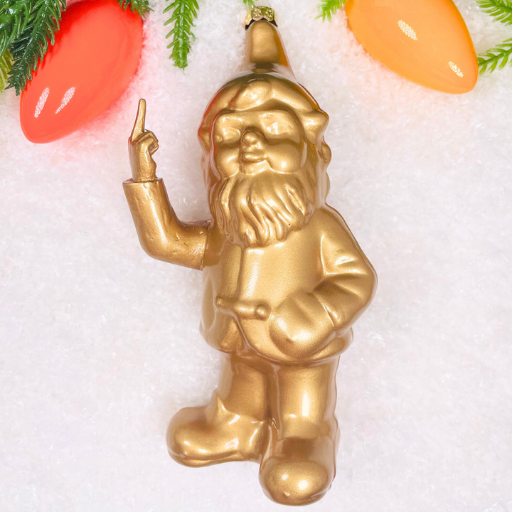 Naughty Gnome-Gold Ornament