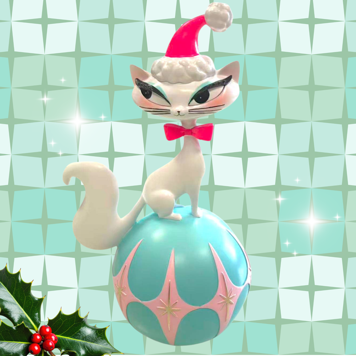 Swanky Christmas Kitty Atop Ornament