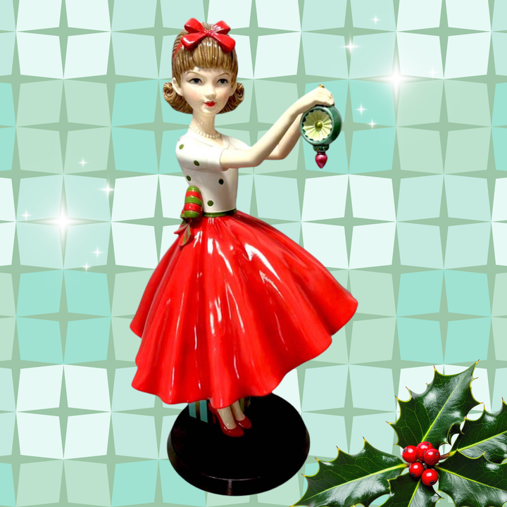Retro Girl in Red Dress - 16.5"