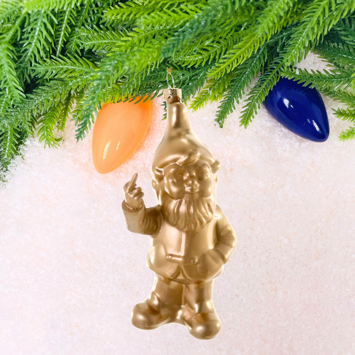Naughty Gnome-Gold Ornament