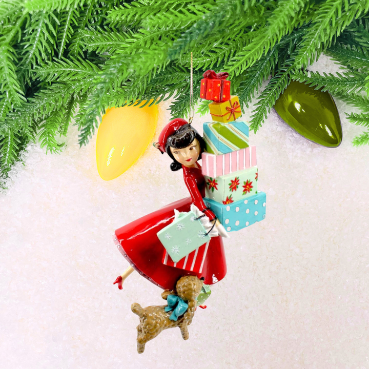 Retro Shopping Girl Ornament