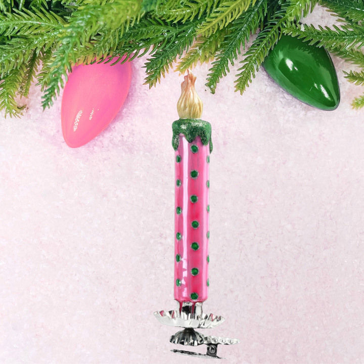 Pink Candlestick Clip Ornament - 7"