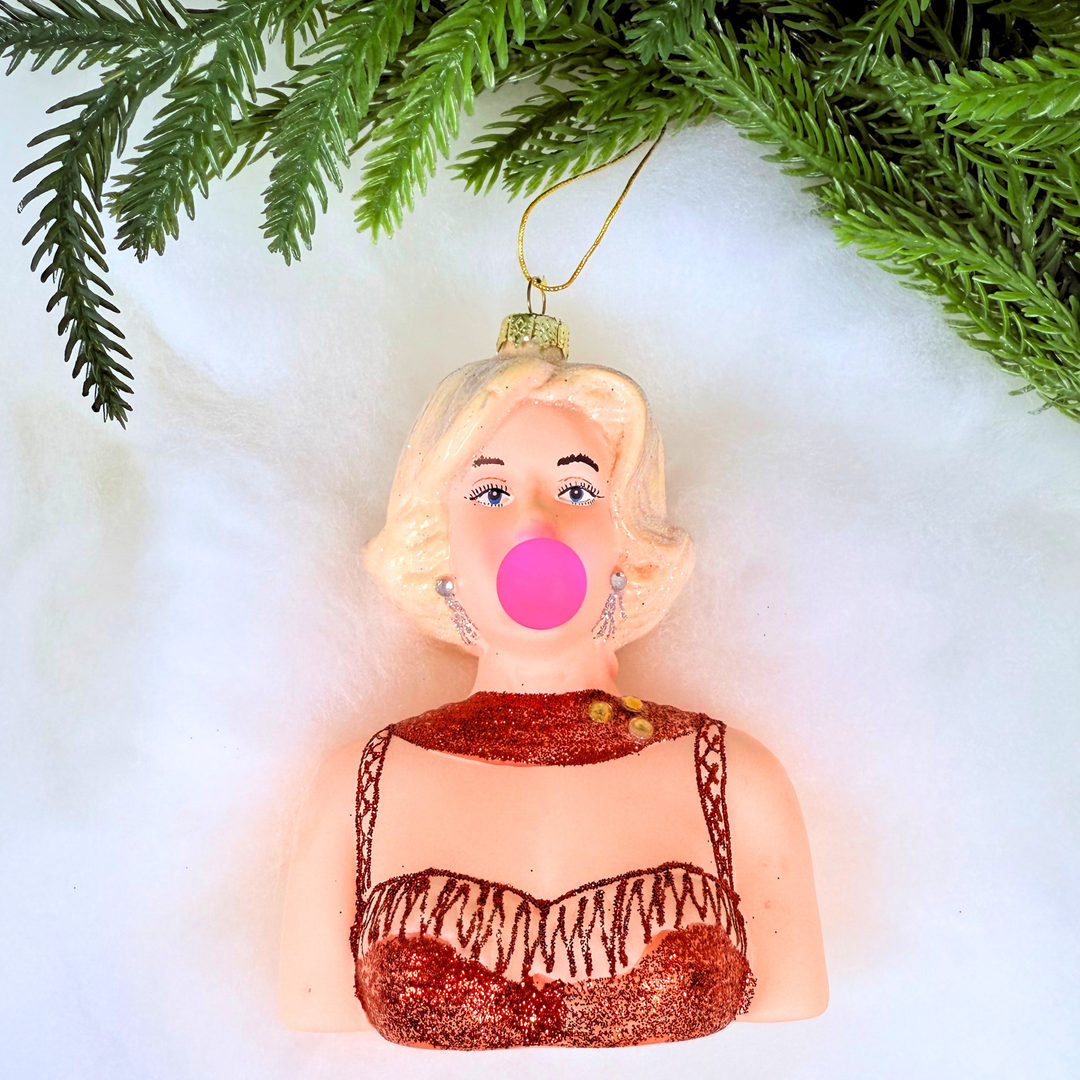 Marilyn Blowing Bubble Ornament