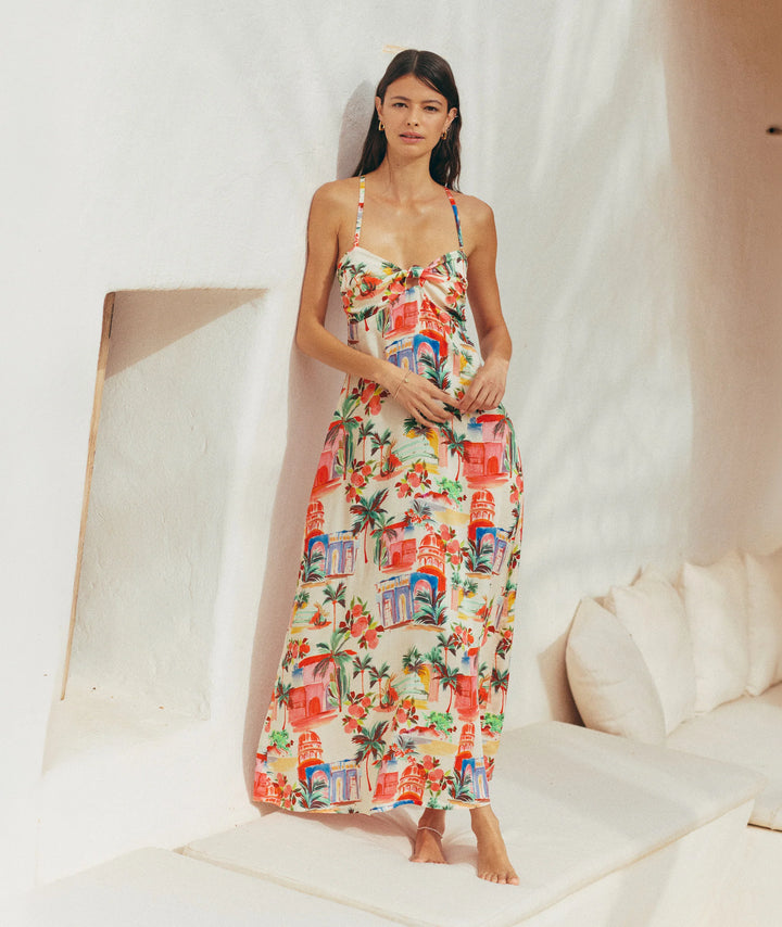 Paloma Halter Dress Palmas Print