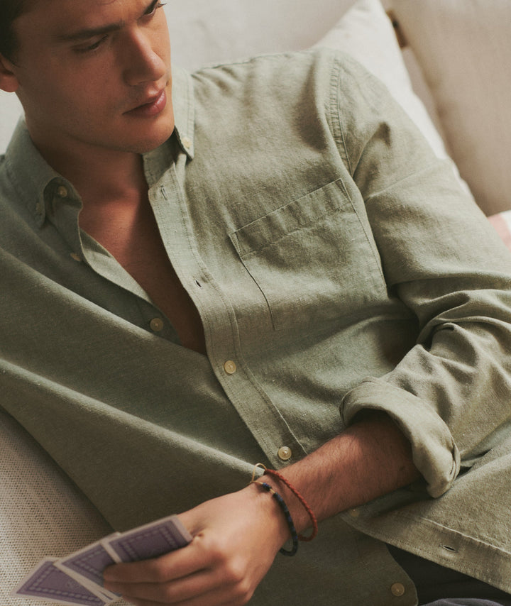 Better-Than-Linen Long Sleeve Shirt Olive