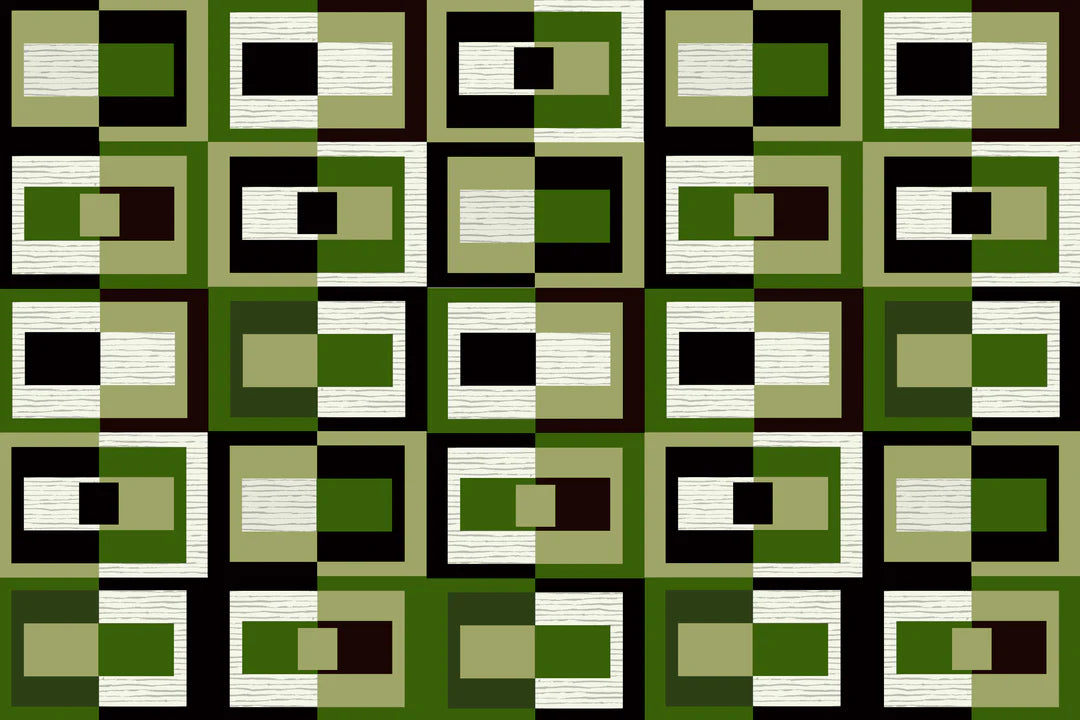 Green Square in Rectangle Double Sided Paper Placemats