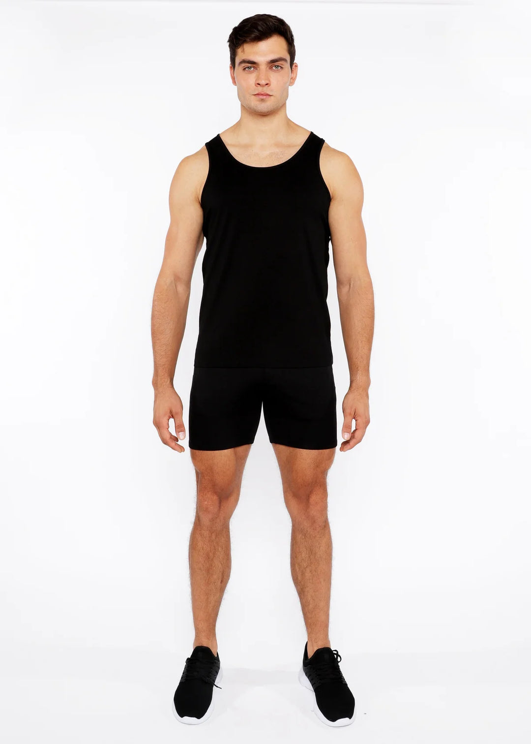 Black Circle Spine Laser Cut Stretch Jersey Tank Top St-20050