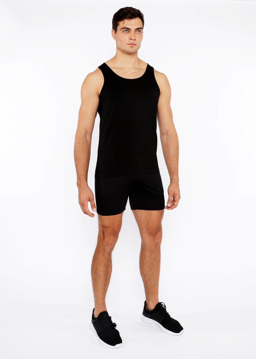 Black Circle Spine Laser Cut Stretch Jersey Tank Top St-20050