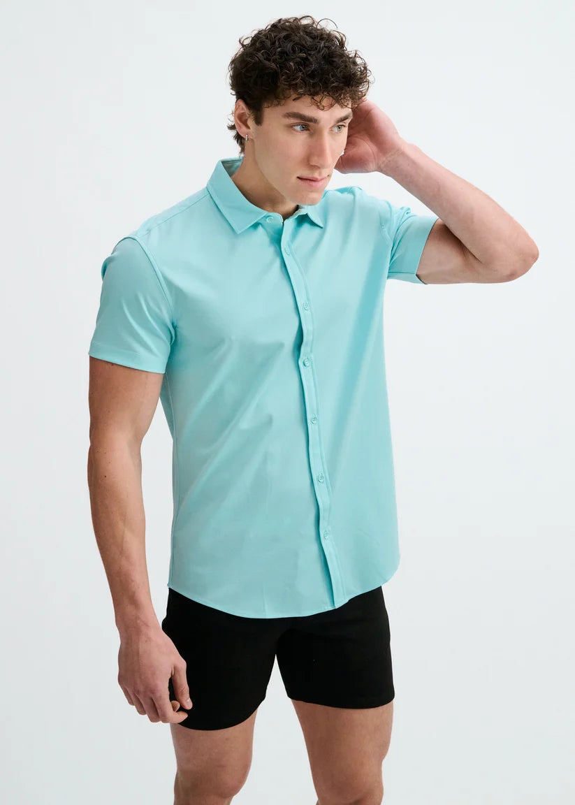 Solid Stretch Jersey Knit Short Sleeve Shirt St-963