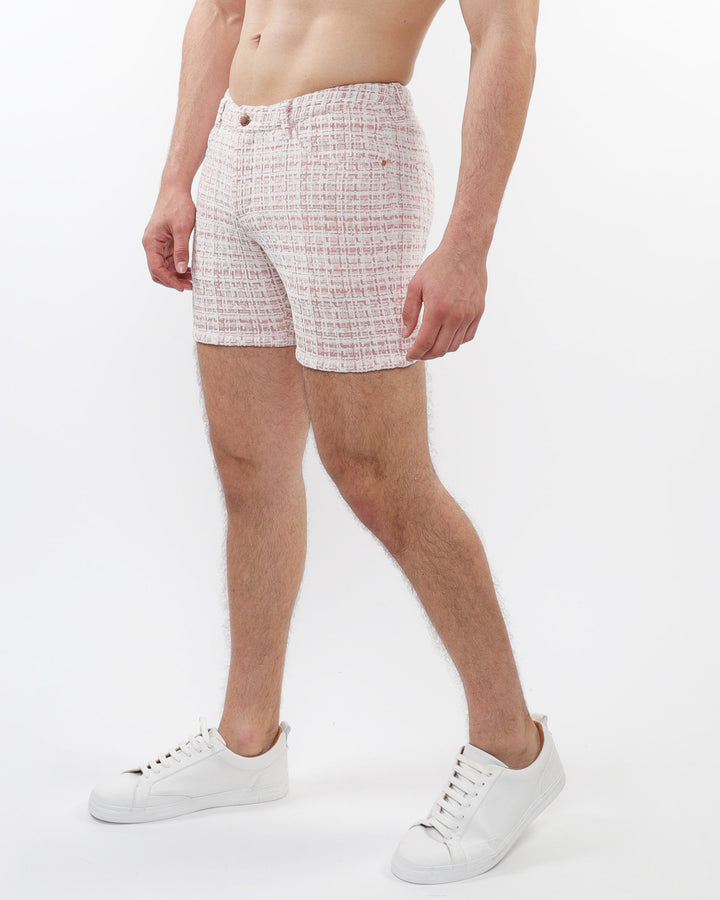 Blush Tweed 5" Inseam Tweed-Look Jacquard Stretch Knit Jeans Shorts Limited Edition St-1932-Lx