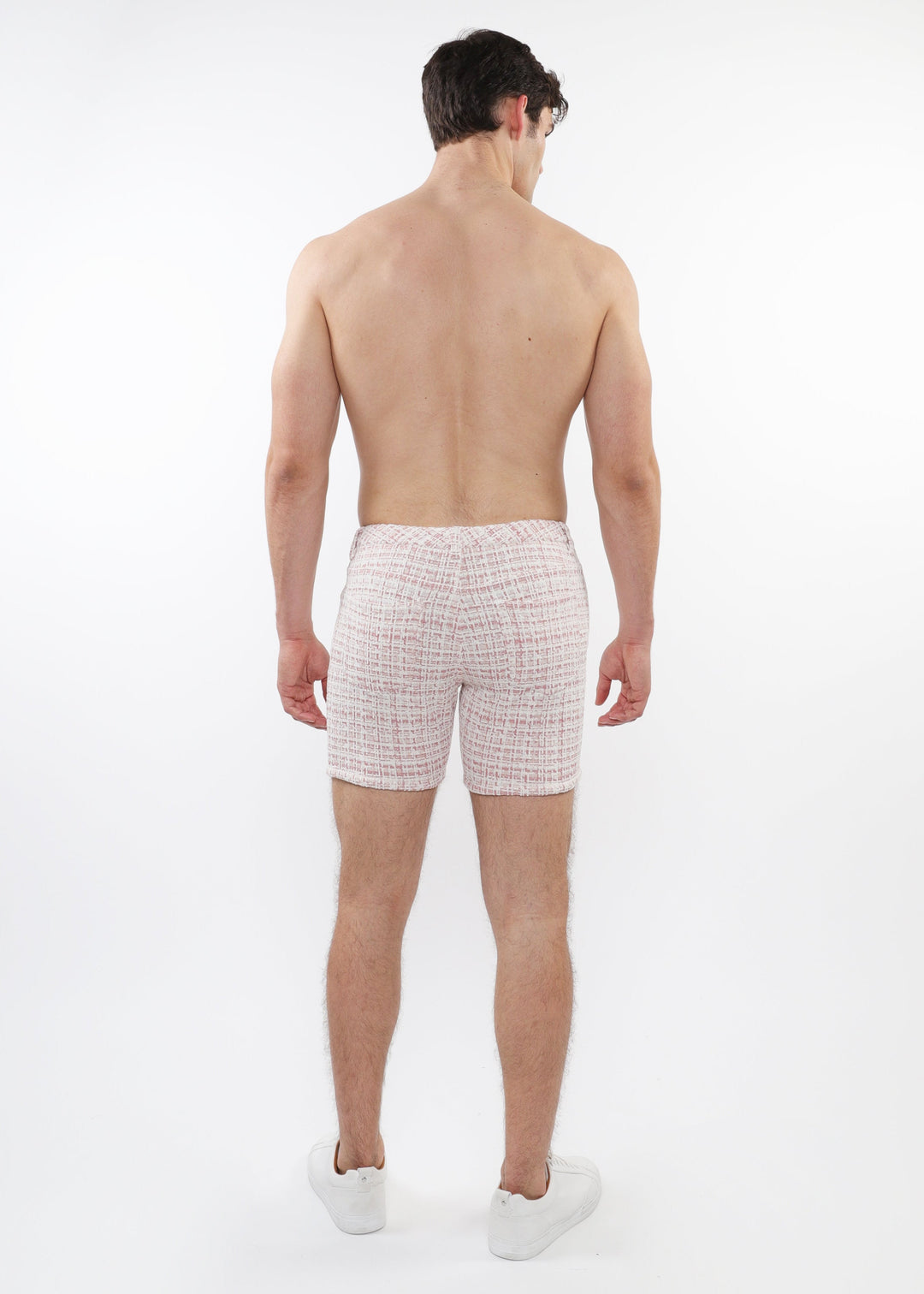 Blush Tweed 5" Inseam Tweed-Look Jacquard Stretch Knit Jeans Shorts Limited Edition St-1932-Lx