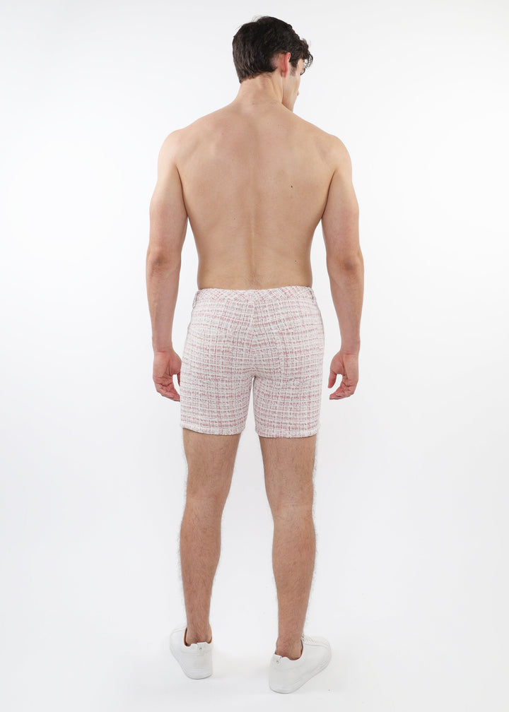 Blush Tweed 5" Inseam Tweed-Look Jacquard Stretch Knit Jeans Shorts Limited Edition St-1932-Lx