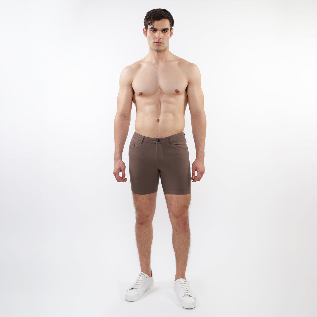 Umber 5" Inseam Solid Stretch Knit Jeans Shorts St-1932