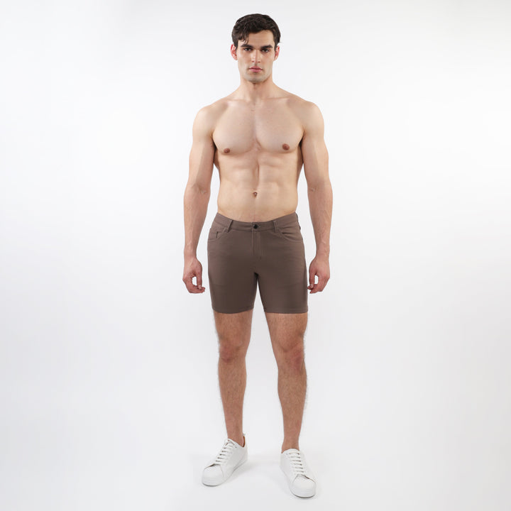 Umber 5" Inseam Solid Stretch Knit Jeans Shorts St-1932