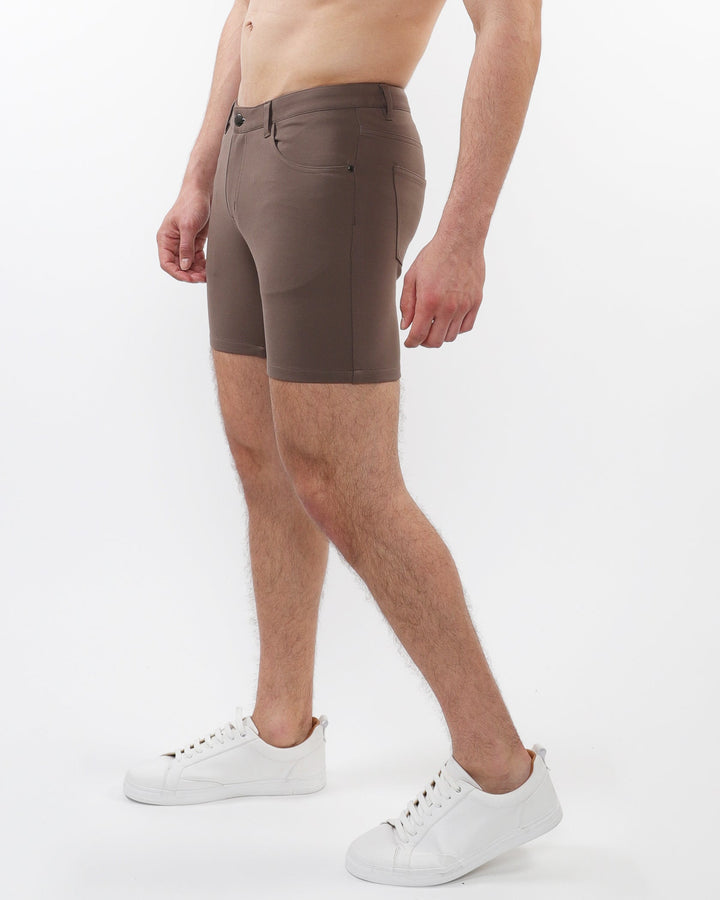 Umber 5" Inseam Solid Stretch Knit Jeans Shorts St-1932