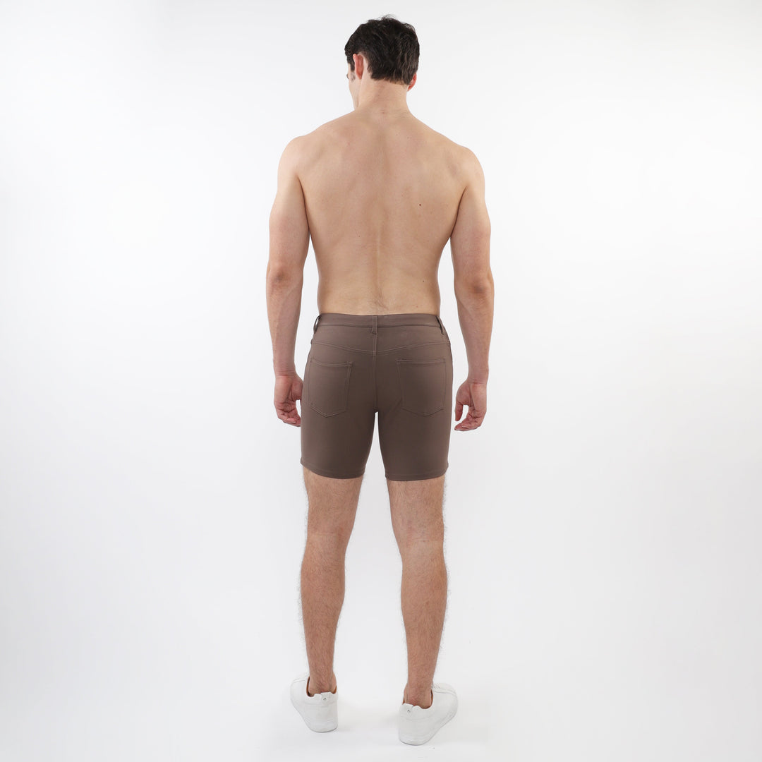 Umber 5" Inseam Solid Stretch Knit Jeans Shorts St-1932
