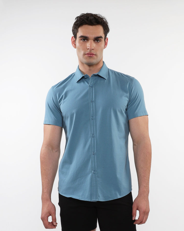 Blueprint Solid Stretch Jersey Knit Short Sleeve Shirt St-963