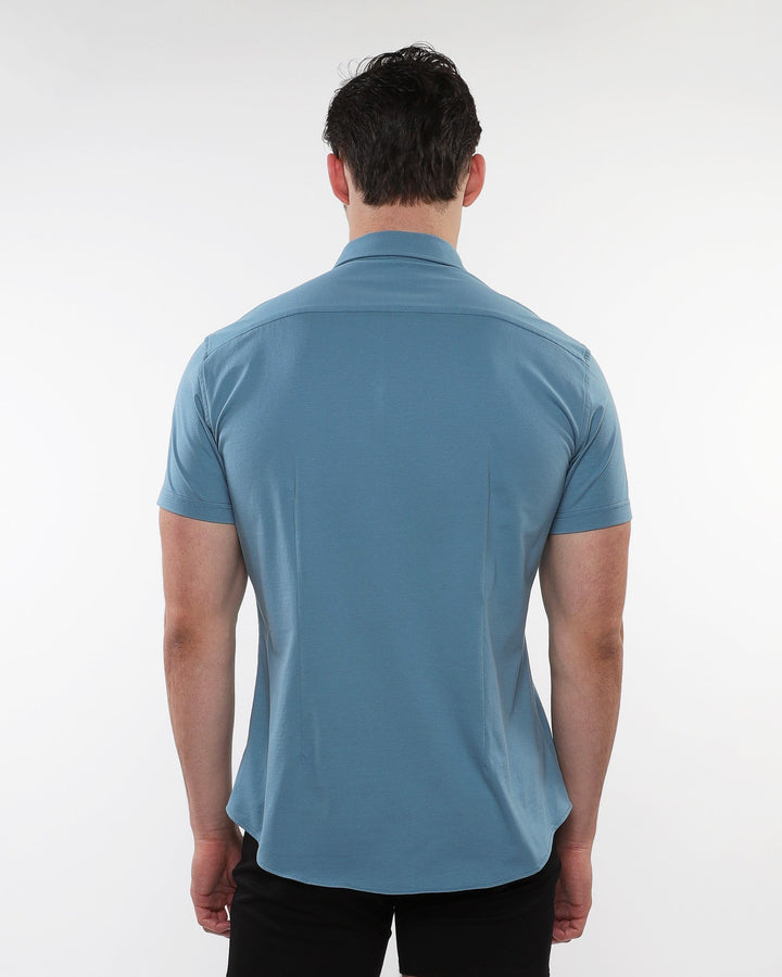 Blueprint Solid Stretch Jersey Knit Short Sleeve Shirt St-963