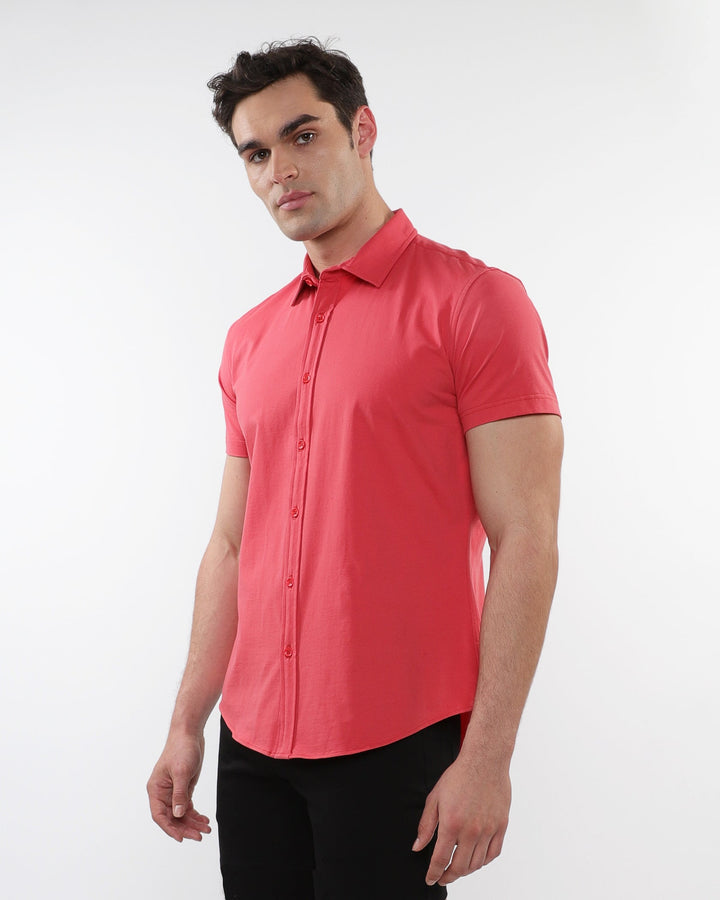 Punch Solid Stretch Jersey Knit Short Sleeve Shirt St-963