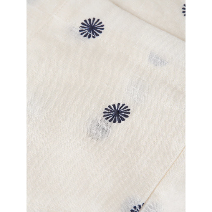 Linen Printed Regular-Fit Short-Sleeved Shirt Tiles Stars Eggnog