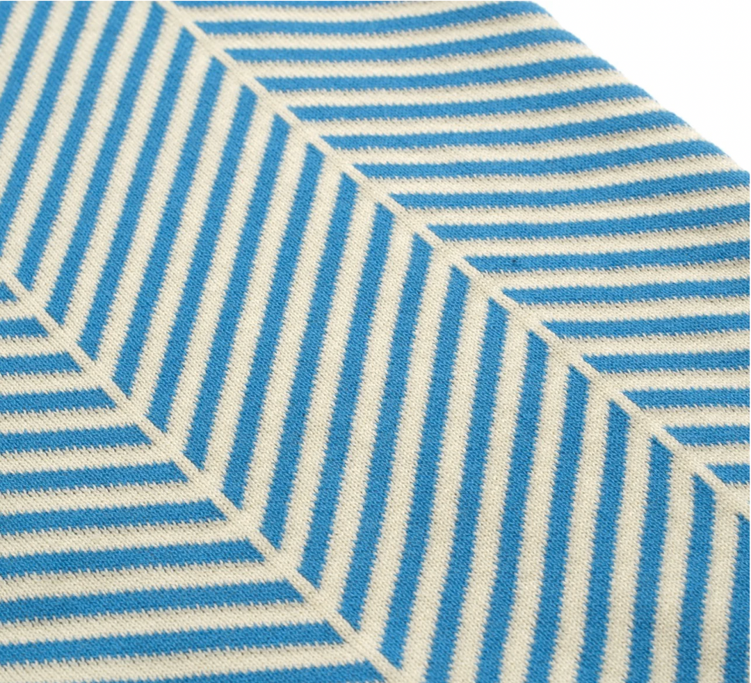 Blue Vintage Art Jacquard Polo Knit