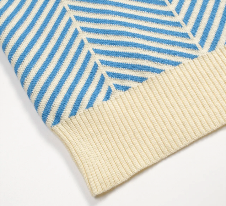 Blue Vintage Art Jacquard Polo Knit