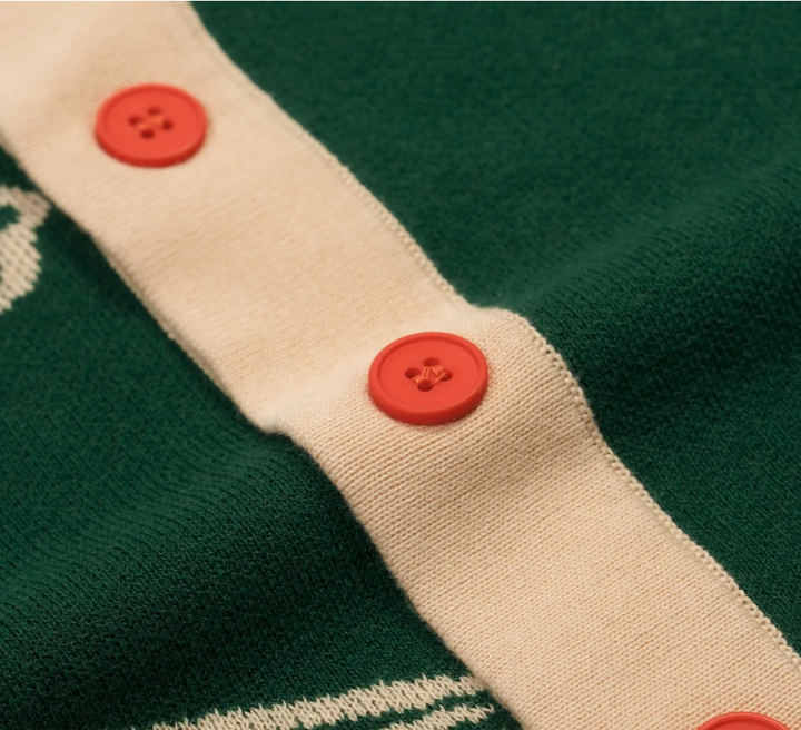 Green Retro Luxury Style Tiger Jacquard Cardigan