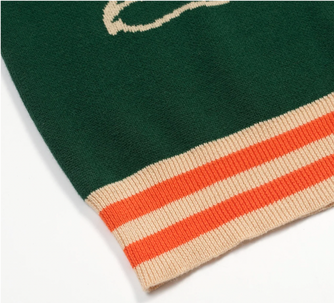 Green Retro Luxury Style Tiger Jacquard Cardigan