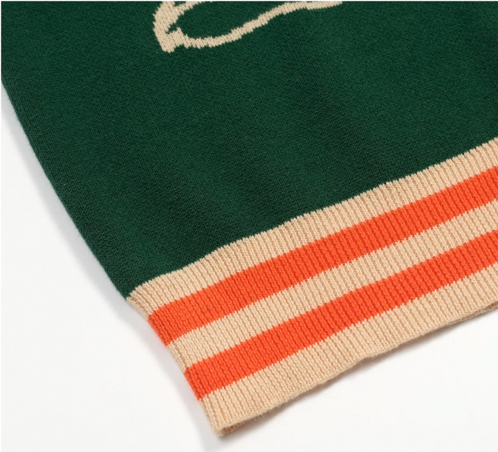 Green Retro Luxury Style Tiger Jacquard Cardigan